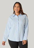Striped Cotton Blend Poplin Shirt