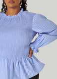 Smocked Striped Poplin Top