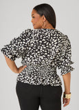 Printed Shirred Waist Top