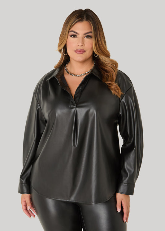Faux Leather Top