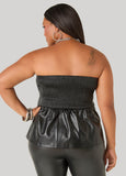 Strapless Faux Leather Bustier Top