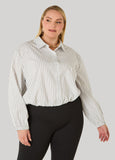 Cropped Striped Bubble Shirt