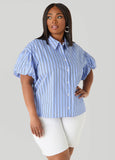 Striped Puff Sleeved Shirt