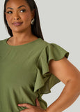 Textured Ruffle Sleeved Top