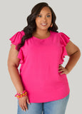 Textured Ruffle Sleeved Top