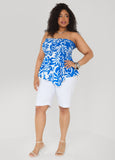 Printed Strapless Handkerchief Top