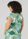 Printed Button Front Cropped Shirt