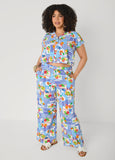 Printed Button Front Cropped Shirt