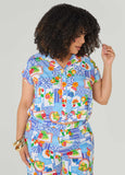 Printed Button Front Cropped Shirt