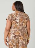 Printed Button Front Cropped Shirt