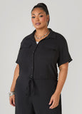 Drawstring Cropped Shirt