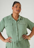 Drawstring Cropped Shirt