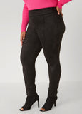 Pintucked Faux Suede Leggings