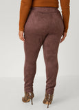 Pintucked Faux Suede Leggings