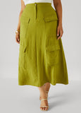 Textured Maxi Cargo Skirt