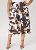 Camo Print Satin Cargo Skirt