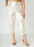 Metallic Tropical Print Capris