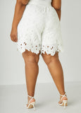 Belted Floral Lace Shorts
