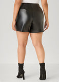 Belted Faux Leather Shorts