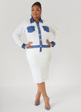 Denim Paneled Textured Skirt