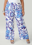 Floral Print Satin Wide Leg Pants