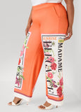 Floral Stamp Print Scuba Pants