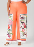 Floral Stamp Print Scuba Pants