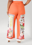 Floral Stamp Print Scuba Pants