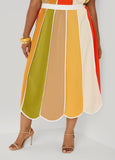 Striped Paneled Midi Skirt