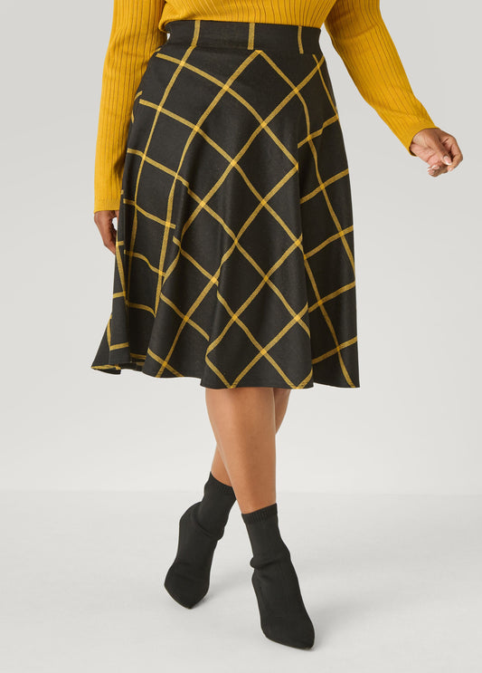 Plaid Ponte A Line Skirt