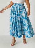 Denim Print Maxi Skirt