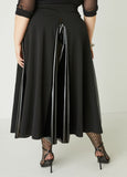 Faux Patent Leather Paneled Skirt