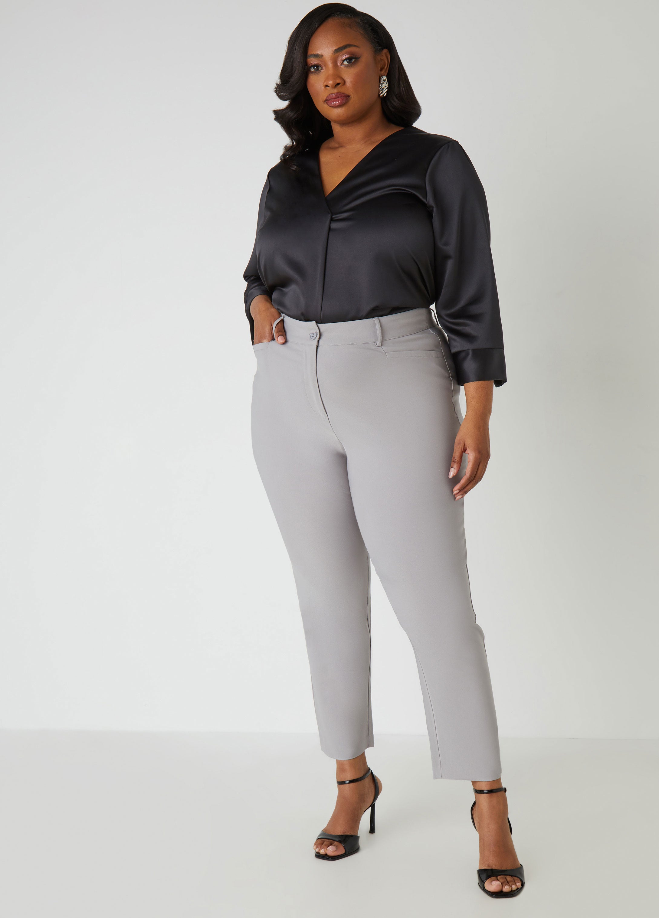 Black Dress Pants Plus Size Women ShoSho Women's Plus Size