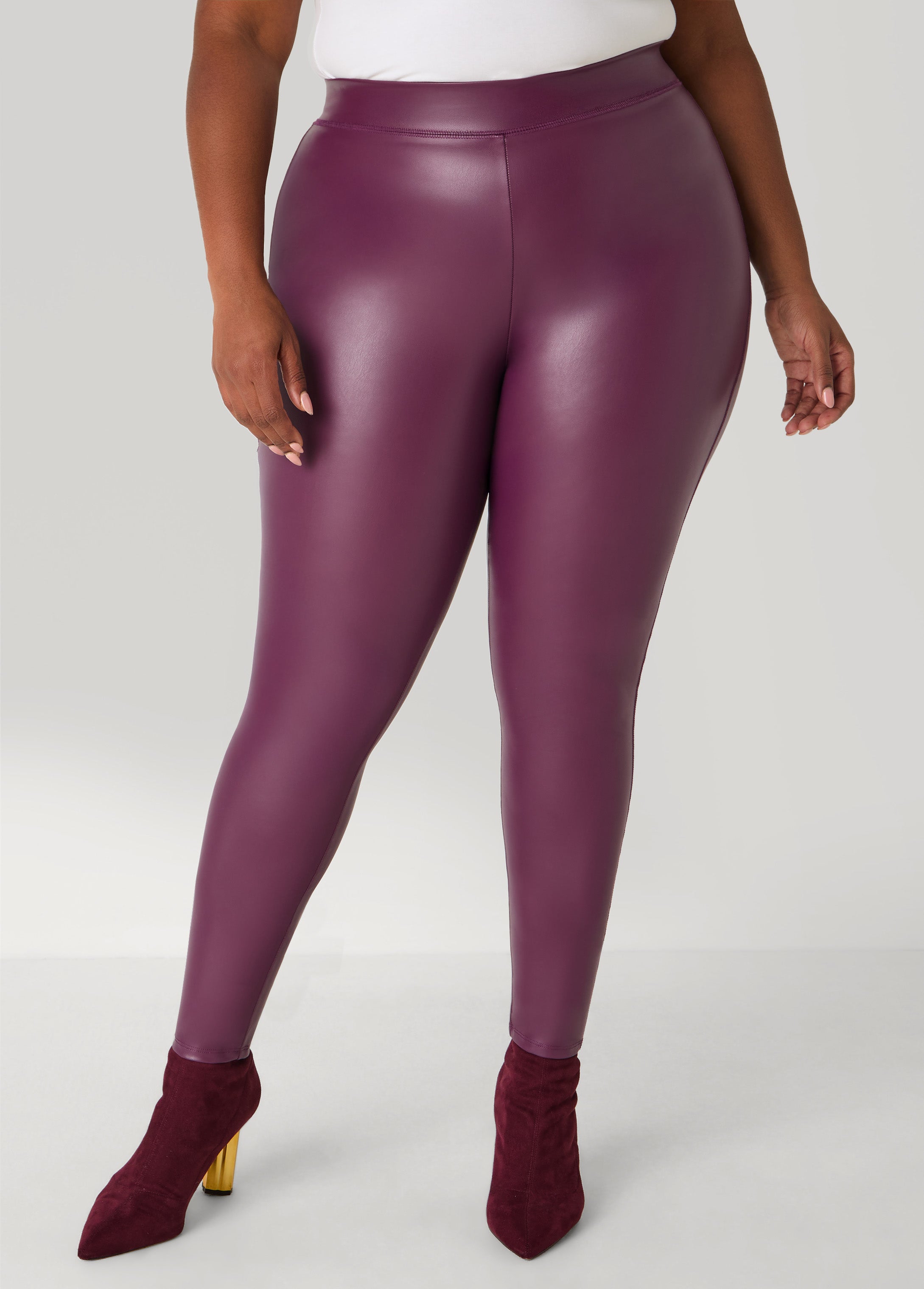 Plus Size High Waist Faux Leather Leggings