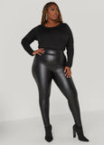 Plus Size Faux Leather Leggings High Waist Stylish Black Leather Pants