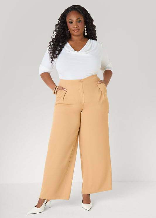 Plus Size Classic Wide Leg Pants Plus Size Straight Leg Trousers