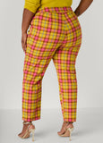 Mid Rise Plaid Tapered Trousers