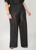 Plisse Satin Wide Leg Pants