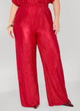 Plisse Satin Wide Leg Pants