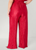 Plisse Satin Wide Leg Pants