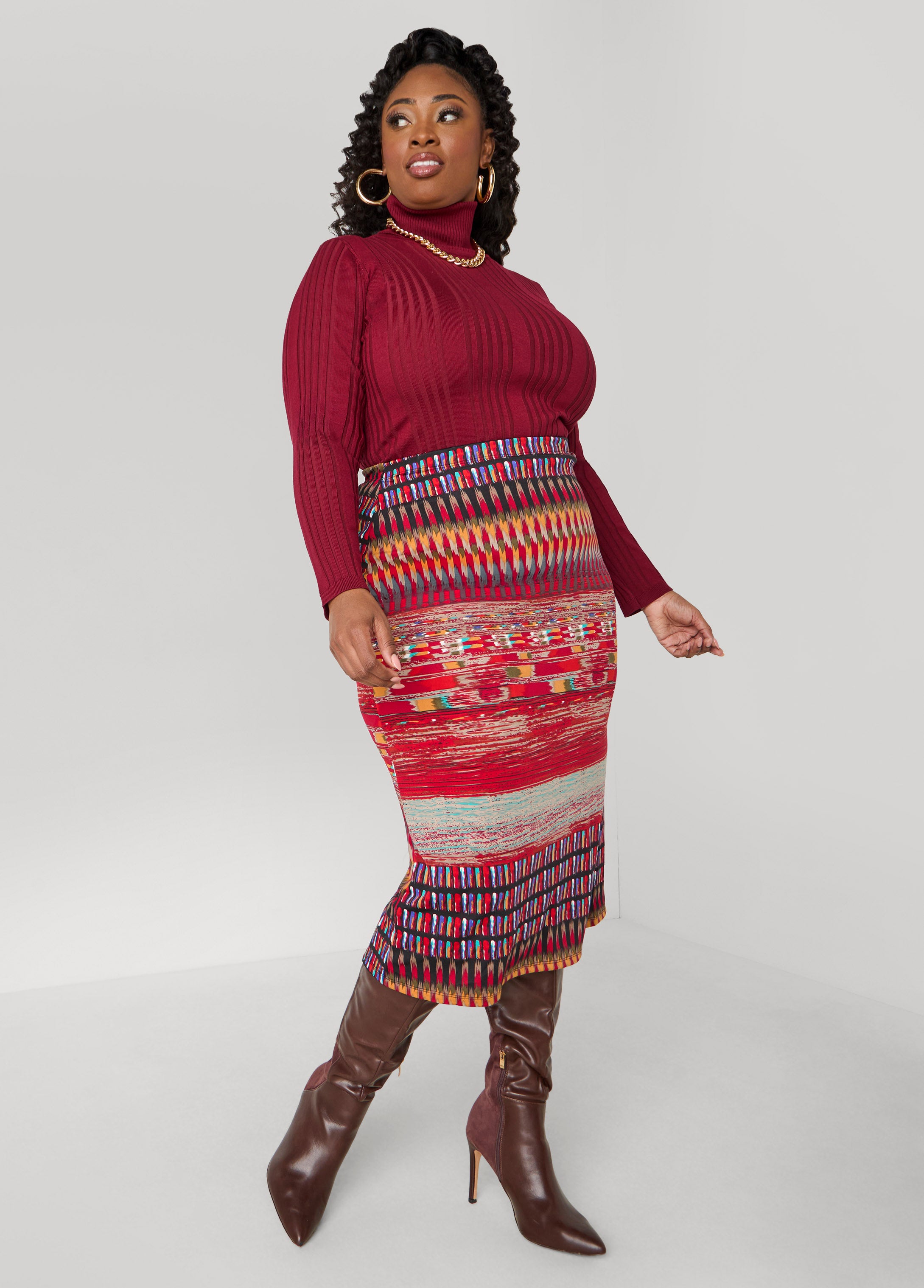 Plus Size Pencil Skirt Plus Size Red Skirt Plus Size Maxi Jersey Skirt