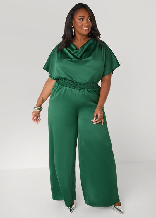 Plus Size Satin Wide Leg Pants