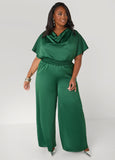 Plus Size Satin Wide Leg Pants
