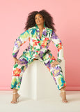 Plus Size Floral Print Trousers Plus Size Pants Suit Plus Size Set