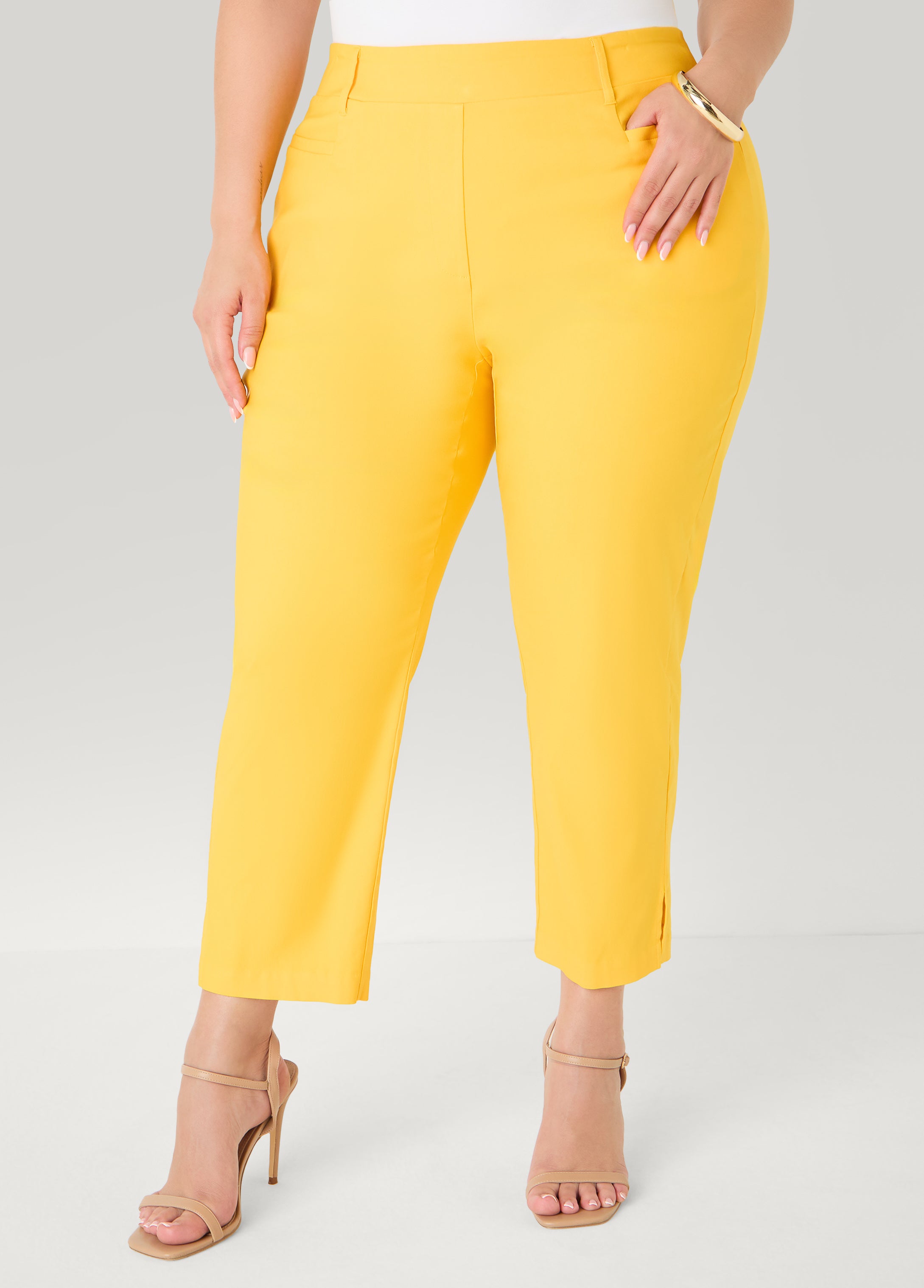 Plus Size Millennium Split Cuff Capris, Olive Night, 12 - Ashley Stewart