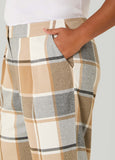 Pleated Plaid Straight Leg Pants