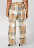 Pleated Plaid Straight Leg Pants