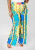 Scarf Print Wide Leg Pants