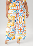 Floral Satin Wide Leg Pants