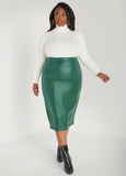 Pull On Faux Leather Pencil Skirt